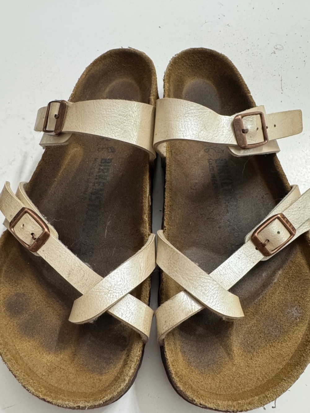 Birkenstock Metallic Cream Cross-Strap Slipper size 39
